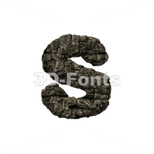 wood coal letter S - Lowercase 3d font - 3D Fonts Collections | Top Quality Letters, Numbers and Symbols !