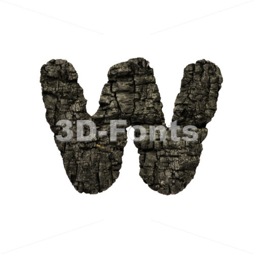 charcoal alphabet letter W - Lower-case 3d character - 3D Fonts Collections | Top Quality Letters, Numbers and Symbols !