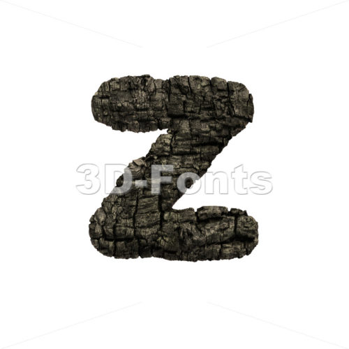 charred wood 3d character Z - Lower-case 3d font - 3D Fonts Collections | Top Quality Letters, Numbers and Symbols !