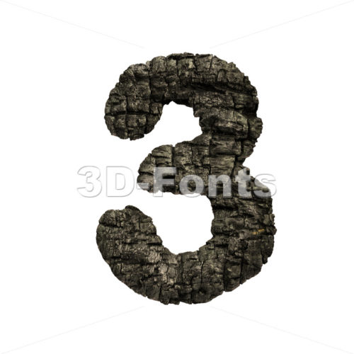 burnt wood digit 3 -  3d number - 3D Fonts Collections | Top Quality Letters, Numbers and Symbols !