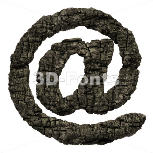 burnt wood at sign - 3d Arobase symbol - 3D Fonts Collections | Top Quality Letters, Numbers and Symbols !