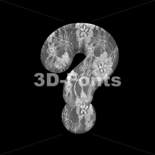 lace interrogation point - 3d  sign - 3D Fonts Collections | Top Quality Letters, Numbers and Symbols !