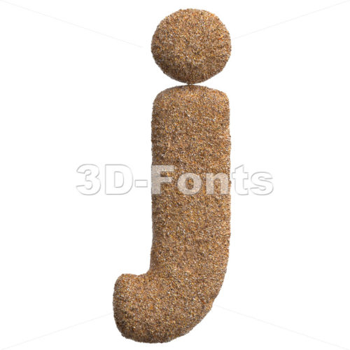 Sand alphabet character J - Lowercase 3d font - 3D Fonts Collections | Top Quality Letters, Numbers and Symbols !