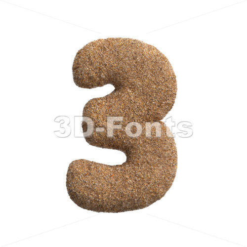 Sand digit 3 -  3d number - 3D Fonts Collections | Top Quality Letters, Numbers and Symbols !