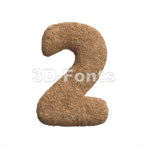 Sand number 2 -  3d digit - 3D Fonts Collections | Top Quality Letters, Numbers and Symbols !