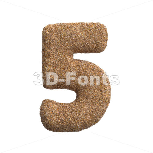 Sand digit 5 -  3d number - 3D Fonts Collections | Top Quality Letters, Numbers and Symbols !
