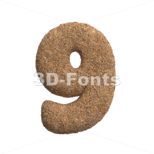 Sand digit 9 -  3d number - 3D Fonts Collections | Top Quality Letters, Numbers and Symbols !