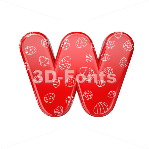 red and white celebration alphabet letter W - Lower-case 3d character - 3D Fonts Collections | Top Quality Letters, Numbers and Symbols !