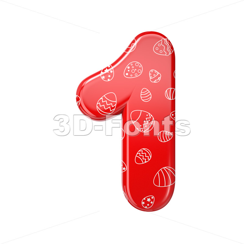 Easter Egg Digit 1 3d Number On White Background