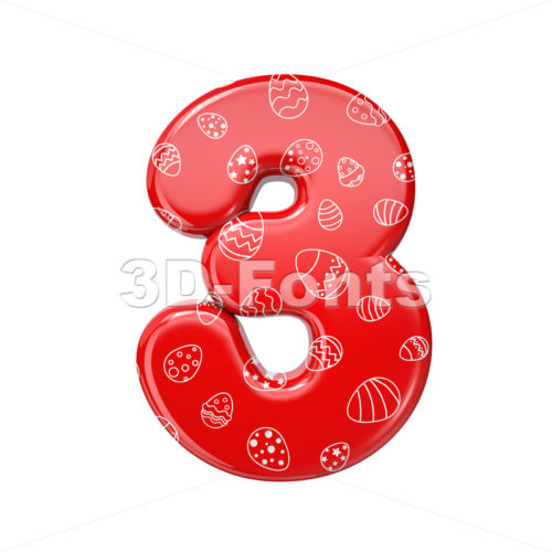 Easter egg digit 3 -  3d number - 3D Fonts Collections | Top Quality Letters, Numbers and Symbols !