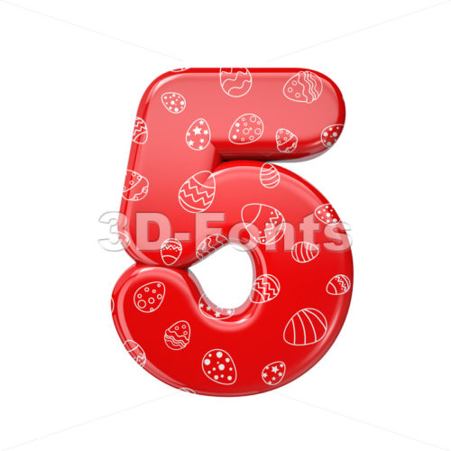 Easter egg digit 5 -  3d number - 3D Fonts Collections | Top Quality Letters, Numbers and Symbols !