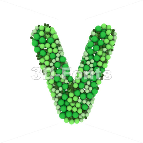 Capital Green balls letter V - Upper-case 3d character - 3D Fonts Collections | Top Quality Letters, Numbers and Symbols !