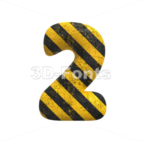 Danger number 2 -  3d digit - 3D Fonts Collections | Top Quality Letters, Numbers and Symbols !