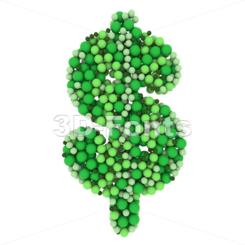 Green balls dollar currency sign - 3d Money symbol - 3D Fonts Collections | Top Quality Letters, Numbers and Symbols !