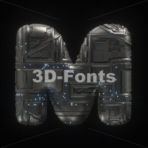 futuristic character M - Capital 3d letter - 3D Fonts Collections | Top Quality Letters, Numbers and Symbols !