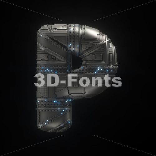 Upper-case futuristic character P - Capital 3d font - 3D Fonts Collections | Top Quality Letters, Numbers and Symbols !