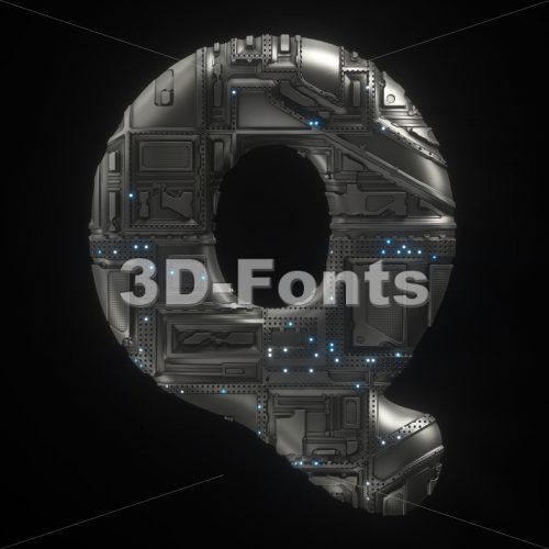 futuristic font Q - Upper-case 3d character - 3D Fonts Collections | Top Quality Letters, Numbers and Symbols !
