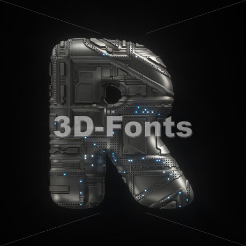 futuristic letter R - Uppercase 3d font - 3D Fonts Collections | Top Quality Letters, Numbers and Symbols !