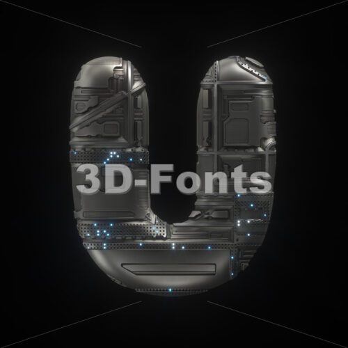 Sci-Fi letter U - Capital 3d font - 3D Fonts Collections | Top Quality Letters, Numbers and Symbols !