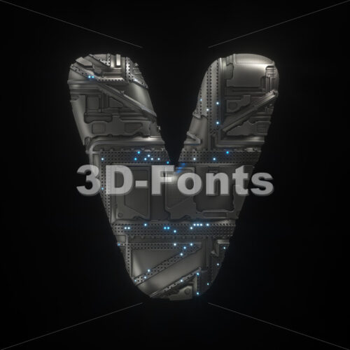Capital Sci-Fi letter V - Upper-case 3d character - 3D Fonts Collections | Top Quality Letters, Numbers and Symbols !