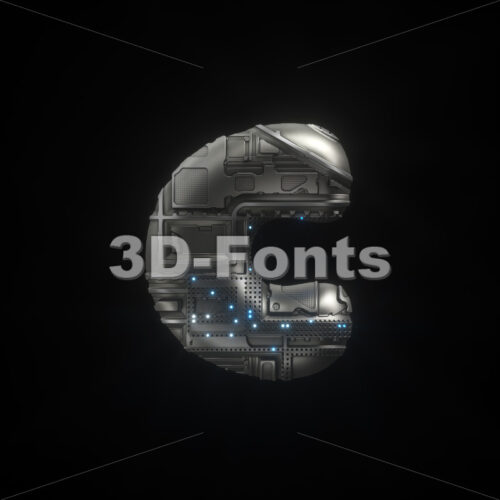 Small Sci-Fi font C - Lowercase 3d character - 3D Fonts Collections | Top Quality Letters, Numbers and Symbols !