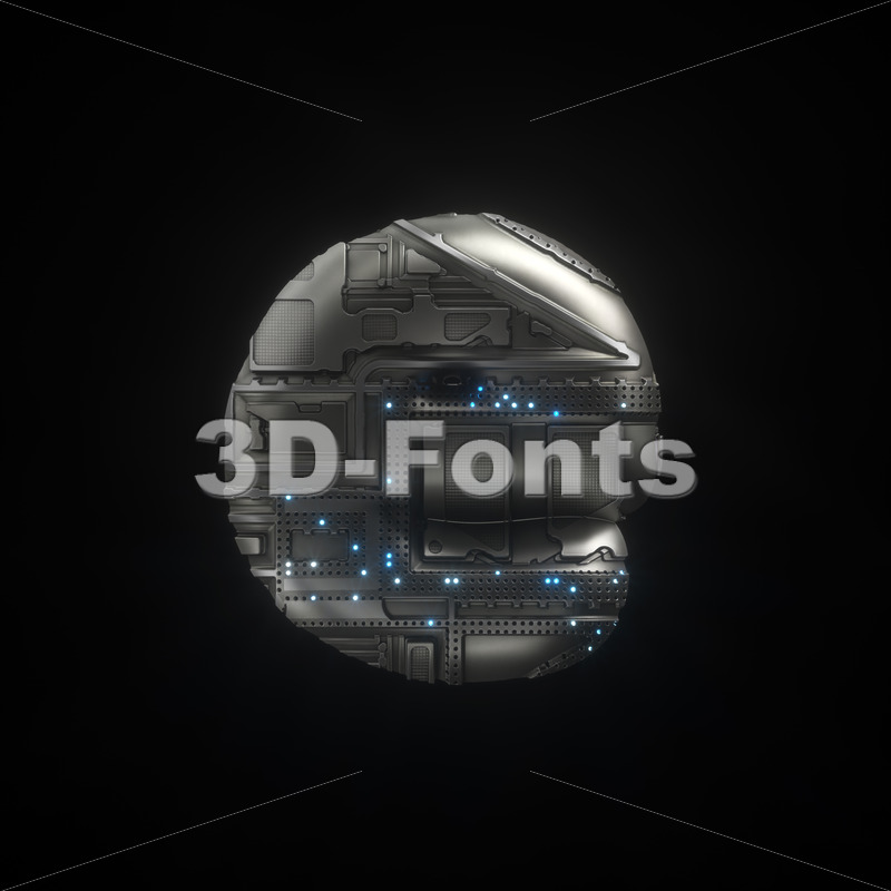 Futuristic 3d Character E Lower Case Letter On Black Background