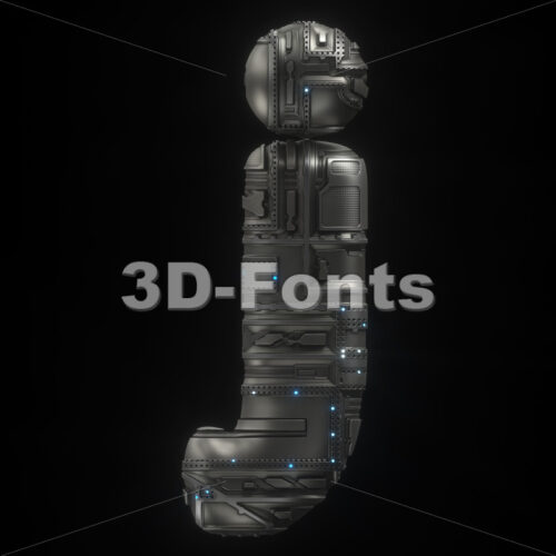 Sci-Fi alphabet character J - Lowercase 3d font - 3D Fonts Collections | Top Quality Letters, Numbers and Symbols !