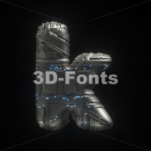 Lower-case spaceship character K - Small 3d letter - 3D Fonts Collections | Top Quality Letters, Numbers and Symbols !