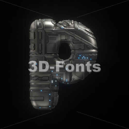 futuristic character P - Lowercase 3d font - 3D Fonts Collections | Top Quality Letters, Numbers and Symbols !