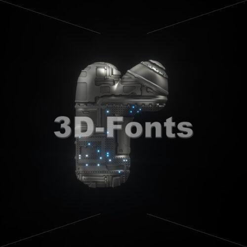 Small Sci-Fi character R - Lower-case 3d letter - 3D Fonts Collections | Top Quality Letters, Numbers and Symbols !