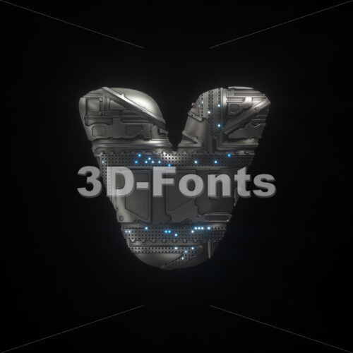 Lowercase Sci-Fi font V - Small 3d letter - 3D Fonts Collections | Top Quality Letters, Numbers and Symbols !