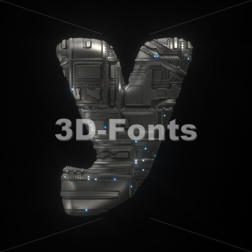 Lowercase futuristic character Y - Small 3d letter - 3D Fonts Collections | Top Quality Letters, Numbers and Symbols !