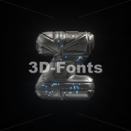 futuristic 3d character Z - Lower-case 3d font - 3D Fonts Collections | Top Quality Letters, Numbers and Symbols !