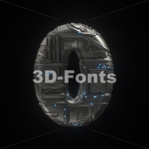 Sci-Fi number 0 -  3d digit - 3D Fonts Collections | Top Quality Letters, Numbers and Symbols !