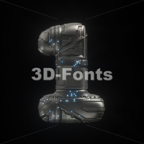 Sci-Fi digit 1 -  3d number - 3D Fonts Collections | Top Quality Letters, Numbers and Symbols !