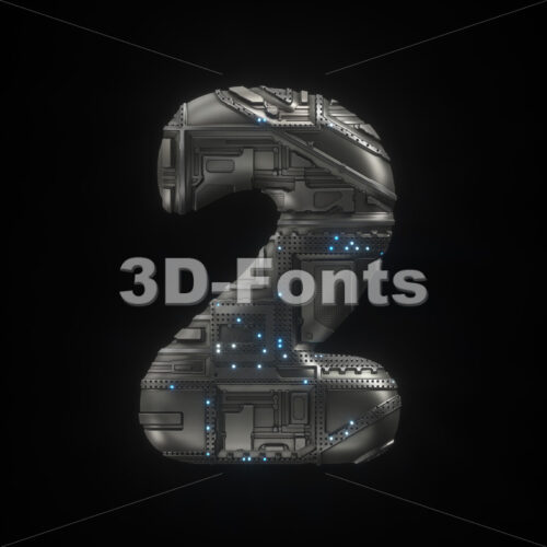 Sci-Fi number 2 -  3d digit - 3D Fonts Collections | Top Quality Letters, Numbers and Symbols !