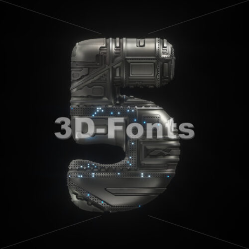 Sci-Fi digit 5 -  3d number - 3D Fonts Collections | Top Quality Letters, Numbers and Symbols !