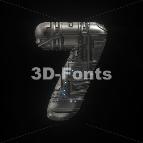 Sci-Fi digit 7 -  3d number - 3D Fonts Collections | Top Quality Letters, Numbers and Symbols !