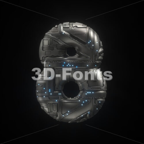 Sci-Fi number 8 -  3d digit - 3D Fonts Collections | Top Quality Letters, Numbers and Symbols !