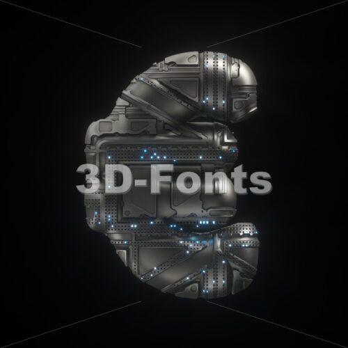 Sci-Fi euro currency sign - 3d Business symbol - 3D Fonts Collections | Top Quality Letters, Numbers and Symbols !