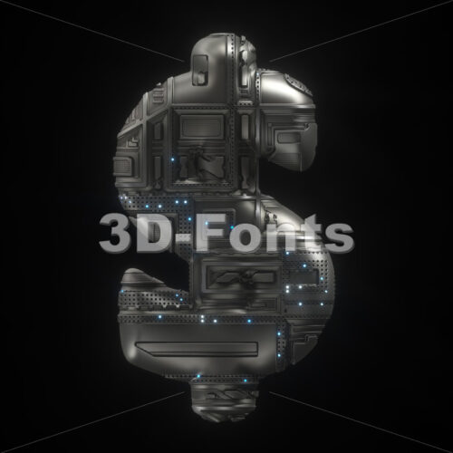 Sci-Fi dollar currency sign - 3d Money symbol - 3D Fonts Collections | Top Quality Letters, Numbers and Symbols !