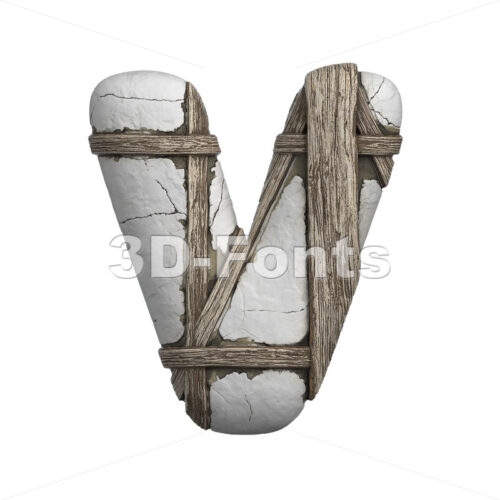 Capital plastered letter V - Upper-case 3d character - 3D Fonts Collections | Top Quality Letters, Numbers and Symbols !