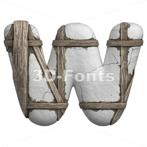 timbered wall font W - Capital 3d letter - 3D Fonts Collections | Top Quality Letters, Numbers and Symbols !