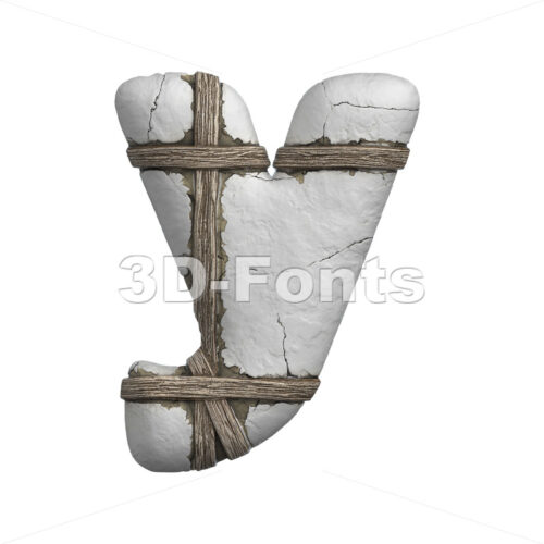 Lowercase plastered beam character Y - Small 3d letter - 3D Fonts Collections | Top Quality Letters, Numbers and Symbols !