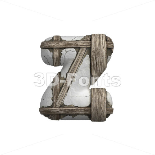 plastered beam 3d character Z - Lower-case 3d font - 3D Fonts Collections | Top Quality Letters, Numbers and Symbols !
