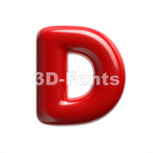 red glossy font D - Capital 3d character - 3D Fonts Collections | Top Quality Letters, Numbers and Symbols !