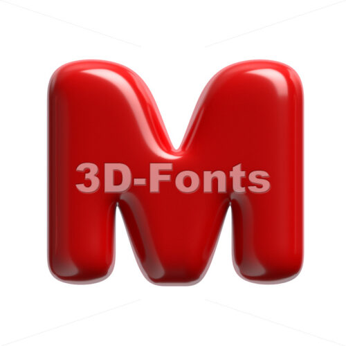 red glossy character M - Capital 3d letter - 3D Fonts Collections | Top Quality Letters, Numbers and Symbols !