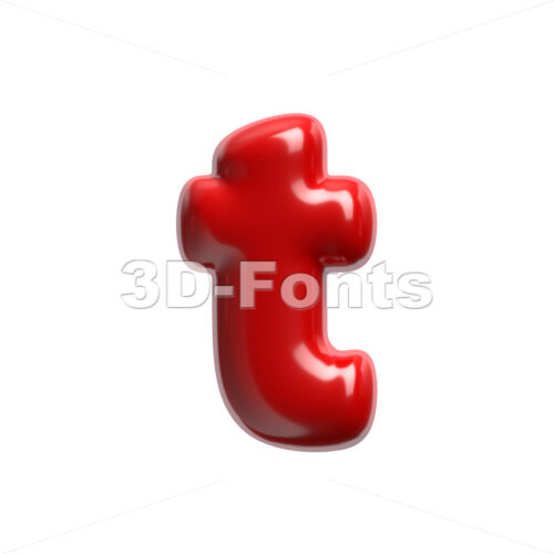 red glossy character T - Lower-case 3d letter - 3D Fonts Collections | Top Quality Letters, Numbers and Symbols !