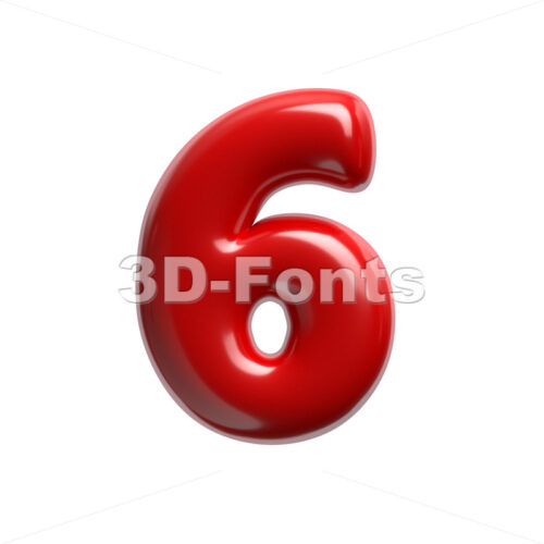 red cartoon number 6 - 3d digit