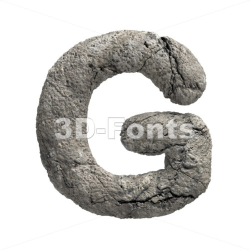 Uppercase fractured rock character G - Capital 3d font